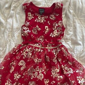 Red Floral Kids Dress